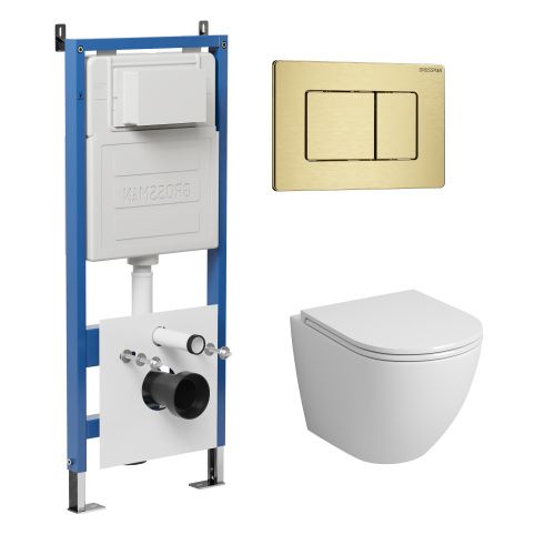 Инсталляция + кнопка смыва + унитаз Grossman Classic 97.4455S.04.32M