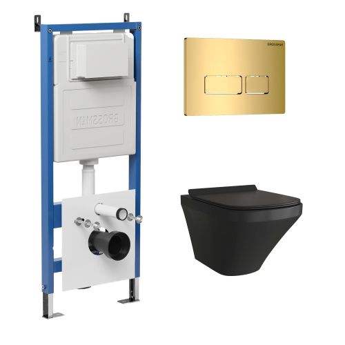 Инсталляция + кнопка смыва + унитаз Grossman Pragma 97.4440BMS.03.300