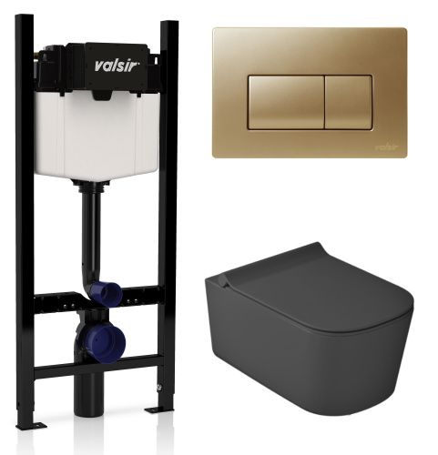 Комплект унитаз с инсталляцией и клавишей смыва Valsir KIT VSMG 5486NEMT Slim P1
