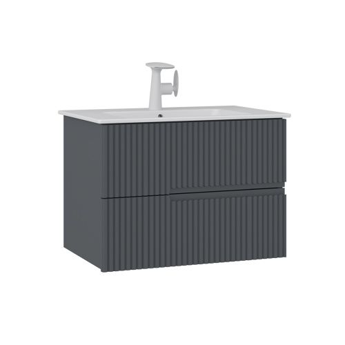 Тумба с раковиной Orka Moonlight 5003439 70х50 подвесная цвет черный