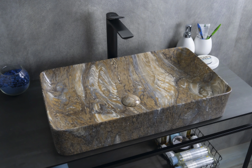 Раковина керамическая Gid Geométrico 54475 60х30 накладная цвет многоцветный без отверстий под смеситель