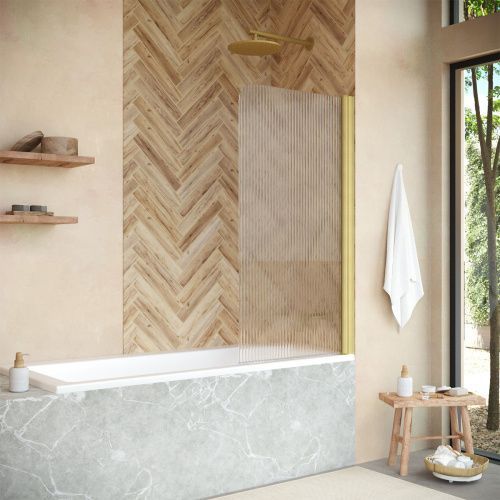 Душевая шторка на ванну Vegas-Glass EV+EV NOVO EV NOVO 70 03 Moru R 70х140 стекло рифленое профиль золото ориентация правая