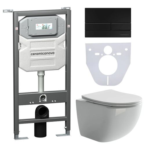 Инсталляция с кнопкой + унитаз + шумоизоляция Ceramica Nova CN3009_1002B_1000