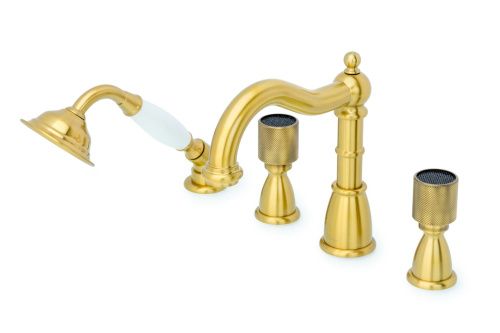 Смеситель Boheme Royal Cristal 391-Royal/CRST black на борт ванны бронза