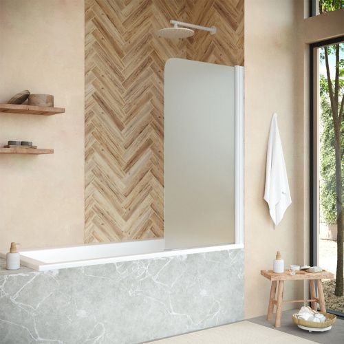 Душевая шторка на ванну Vegas-Glass EV+EV NOVO EV NOVO 76 01 10 R 75х140 стекло матовое профиль белый ориентация правая