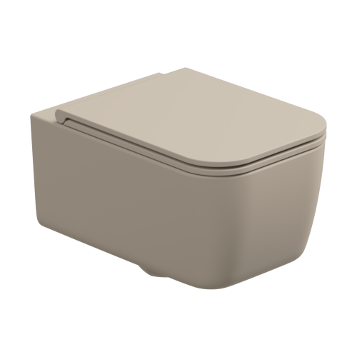 Чаша унитаза подвесная GSG Ceramic Design Brio BRWCSO034 цвет бежевый без сиденья безободковая каскадный смыв