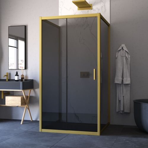 Душевой уголок Vegas-Glass ZP-U TUR+NOVO ZP-U NOVO h2000 120*100 03 07 120х100 стекло тонированное профиль золото без поддона