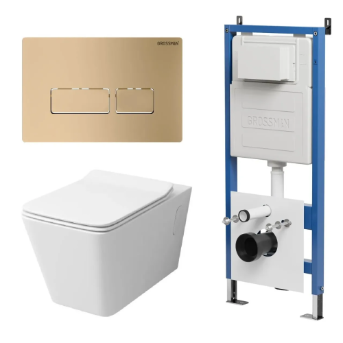 Инсталляция + кнопка смыва + унитаз Grossman Galaxy 97.4414S.03.310