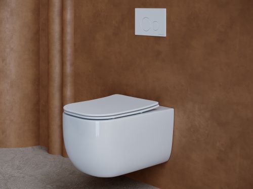 Унитаз подвесной Ceramica Nova NOEL CN3013 белый с сиденьем микролифт безободковый душевой смыв