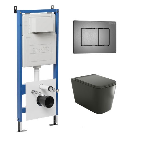 Инсталляция + кнопка смыва + унитаз Grossman Classic 97.4441BMS.04.42M