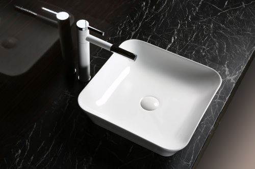 Раковина из сантехнического фарфора Milleau MIEL MU0021A-GW 40х40 накладная цвет белый без отверстий под смеситель