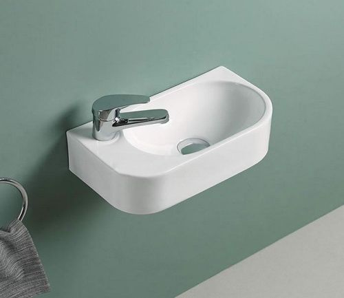 Раковина из сантехнического фаянса CeramaLux 78204R 40х20 подвесная цвет белый 1 отверстие под смеситель