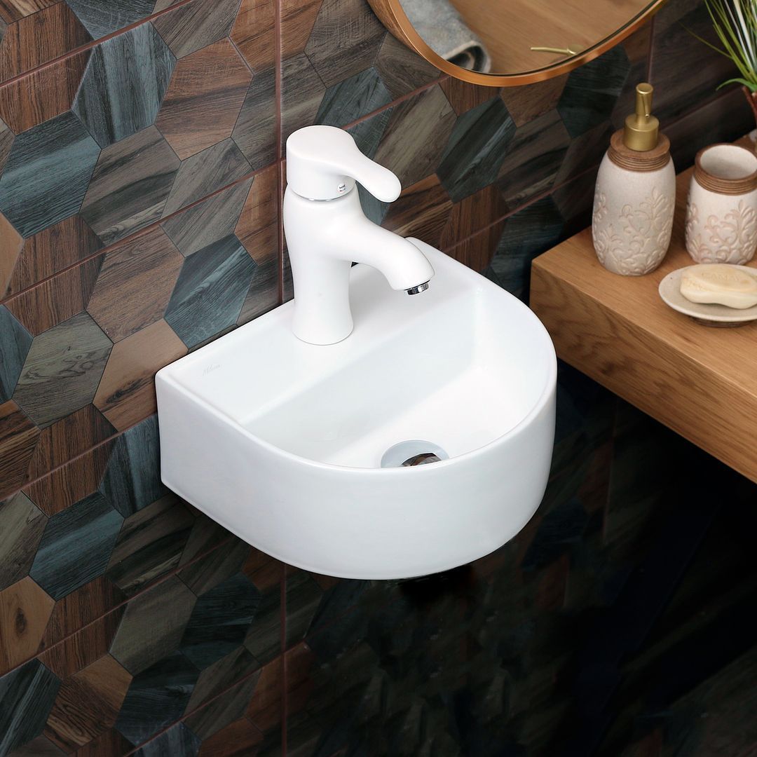 Раковина из сантехнического фарфора Melana 320344-805 30х26 подвесная цвет белый 1 отверстие под смеситель