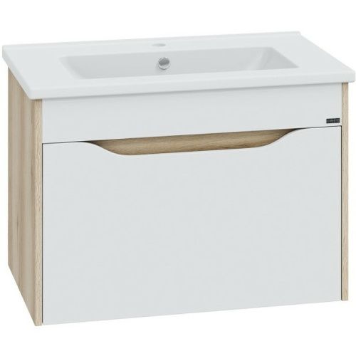 Тумба под раковину СанТа Сатурн 700371 80х50 подвесная цвет белый/коричневый