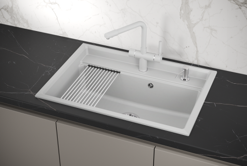 Кухонная мойка Granula Kitchen Space 7301, АРКТИК 75х50 цвет белый поверхность матовая