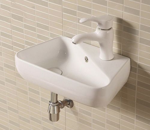 Раковина из сантехнического фаянса CeramaLux 9275L 50х30 подвесная цвет белый 1 отверстие под смеситель