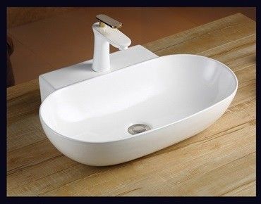 Раковина из сантехнического фаянса CeramaLux 9234 60х40 накладная цвет белый 1 отверстие под смеситель - фото 4