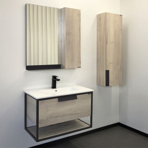 Шкаф-пенал Comforty Бонн 00-00008476CF 30х110 подвесной цвет белый/бежевый