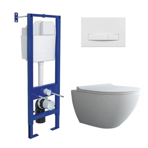 Комплект унитаз с инталляцией и клавишей смыва Berges АТОМ Line 043355