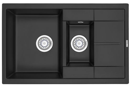 Кухонная мойка Granula 7802, ТУРМАЛИН 80х50 цвет черный поверхность матовая