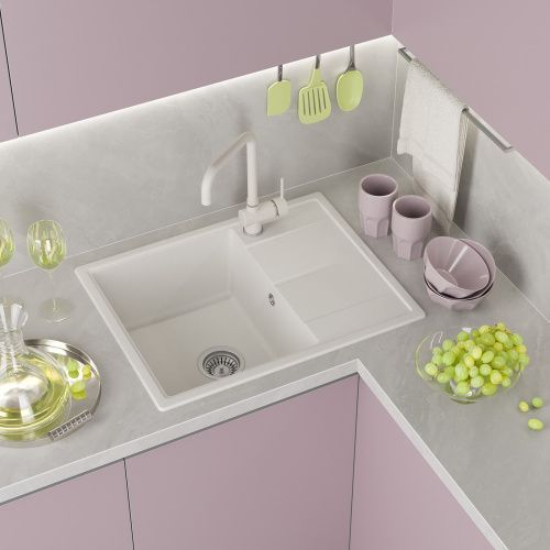 Кухонная мойка Misty Titan TIT-65х51-03 65х50 цвет белый поверхность матовая