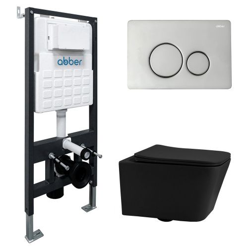 Комплект сантехническая инсталляция с клавишей смыва Abber Rechteck AC1201MB-AC0105-AC0121