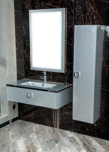 Раковина стеклянная Armadi Art Lucido 852-100-SL 110х60 встраиваемая цвет серебро 1 отверстие под смеситель