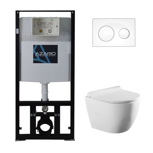 Комплект унитаз с инсталляцией с клавишей смыва Azario  AZ-8010-1000+AZ-8200-0012+AZ-2196D