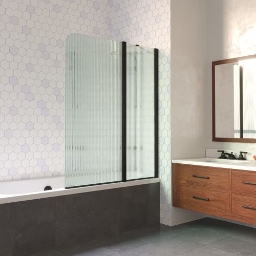 Душевая шторка на ванну Vegas-Glass E2V LUX ST E2V LUX ST 115 02М Moru R 115х150 стекло рифленое профиль черный ориентация правая