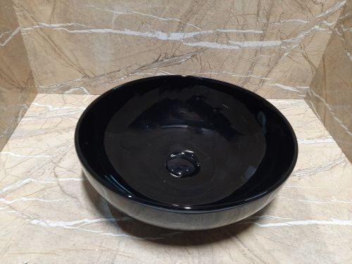 Раковина из сантехнического фаянса CeramaLux 104B-1 40х40 накладная цвет черный без отверстий под смеситель