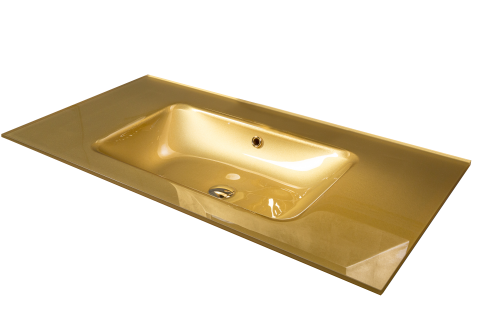 Раковина стеклянная Armadi Art NeoArt 852-080-G 80х50 полувстраиваемая цвет золото 1 отверстие под смеситель