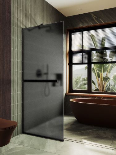 Душевая перегородка Maybah Glass MGD-718-6у 120х195 стекло тонированное профиль черный