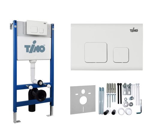 Инсталляция для унитаза и кнопка смыва механическая цвет белый Timo SOLI TWC-01+FP-002W