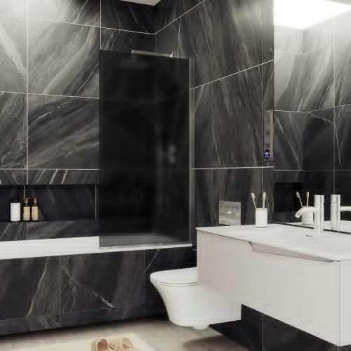 Душевая шторка на ванну Maybah Glass MGV-89-5у 90х140 стекло тонированное профиль хром ориентация универсальная