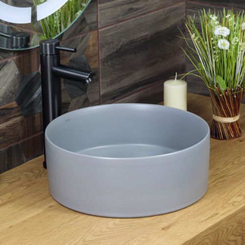 Раковина из сантехнического фарфора Melana 320357MG-805 40х40 накладная цвет серый без отверстий под смеситель