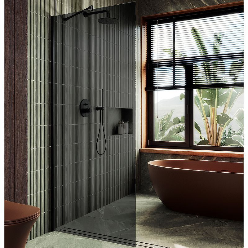 Душевая перегородка Maybah Glass MGD-681-6ш 110х195 стекло тонированное профиль черный