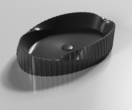 Раковина из сантехнического фаянса CeramaLux 78750MB 60х40 накладная цвет черный без отверстий под смеситель