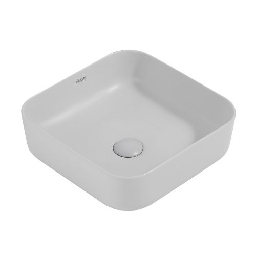 Раковина из сантехнического фаянса Abber RECHTECK AC2211MLG 40х40 накладная цвет серый без отверстий под смеситель