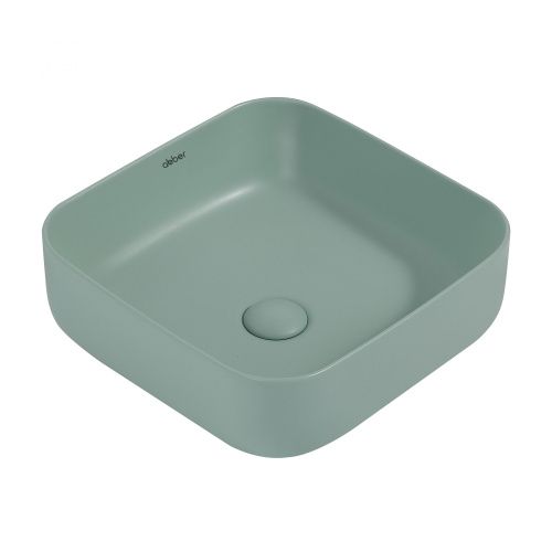 Раковина из сантехнического фаянса Abber RECHTECK AC2211MCG 40х40 накладная цвет зеленый без отверстий под смеситель