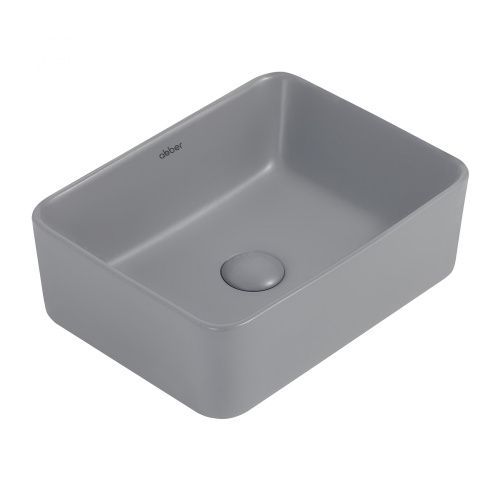 Раковина из сантехнического фаянса Abber RECHTECK AC2213MG 40х30 накладная цвет серый без отверстий под смеситель