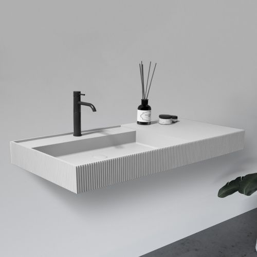 Раковина из искусственного камня Abber STEIN AS2628 120х50 подвесная цвет белый без отверстий под смеситель