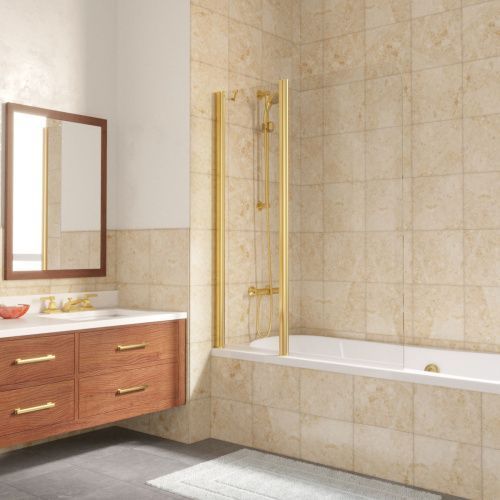 Душевая шторка на ванну Vegas-Glass E2V LUX ST E2V LUX ST 115 09 01 L 115х150 стекло прозрачное профиль золото ориентация левая