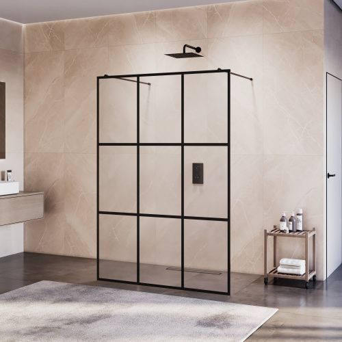 Душевая перегородка RGW Walk In 35101810-84 100х200 стекло с рисунком профиль черный