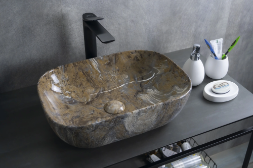 Раковина керамическая Gid Geométrico 54474 50х30 накладная цвет многоцветный без отверстий под смеситель