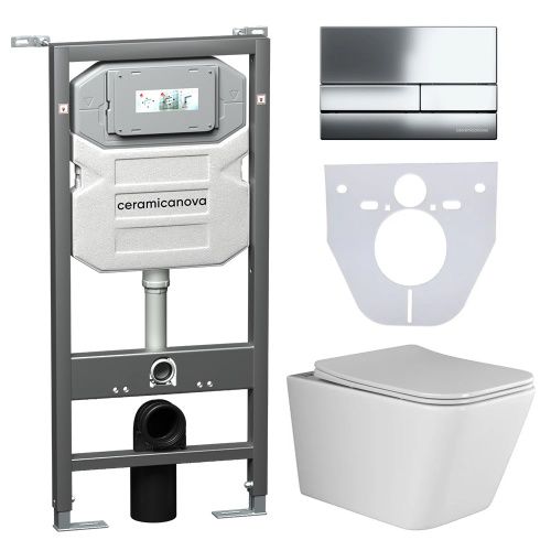 Инсталляция с кнопкой + унитаз + шумоизоляция Ceramica Nova CN3007_1002CH_1000