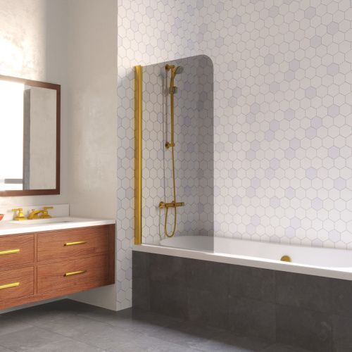 Душевая шторка на ванну Vegas-Glass EV LUX EV LUX 60 09 07 L 60х150 стекло тонированное профиль золото ориентация левая