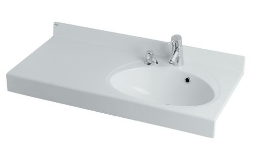 Раковина из искусственного камня Aquaton Отель 1A70083NOT01R 100х50 подвесная цвет белый 1 отверстие под смеситель