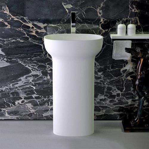 Раковина из искусственного камня Knief Prime 0600-012-01WA 50 см напольная цвет белый без отверстий под смеситель