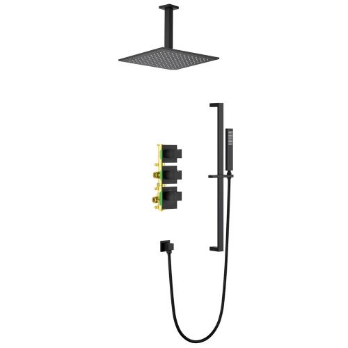Душевая система Timo Selene SX-2229/03SM встраиваемая в стену цвет черный с термостатом