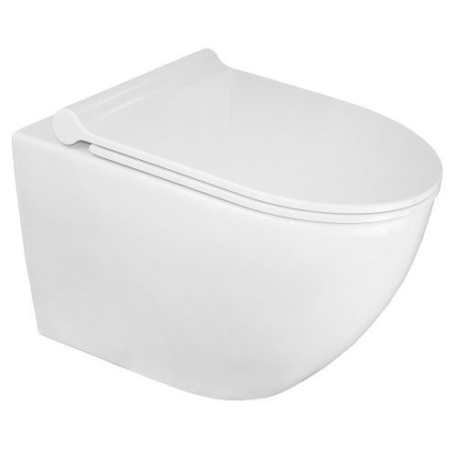 Унитаз подвесной Azario Geno AZ2196D белый с сиденьем микролифт безободковый каскадный смыв